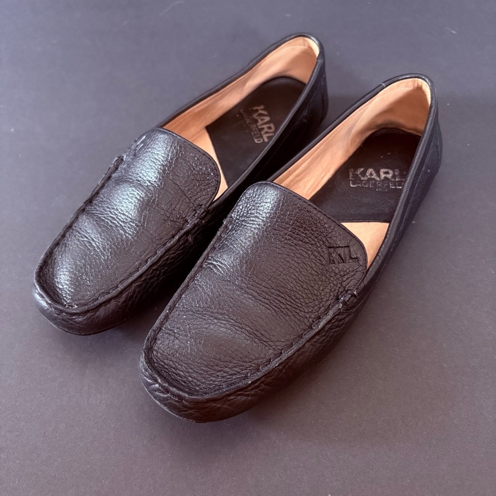 Karl Lagerfeld Veron Black Leather Loafers‎ Career Comfy Minimalist Soft 6